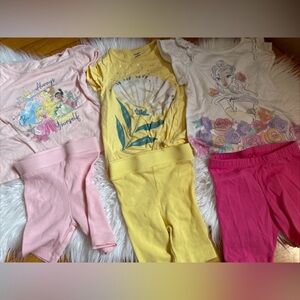 Bundle Of 3 Girls Disney Princess Cute Sparkle Fun Summer Outfits 3T